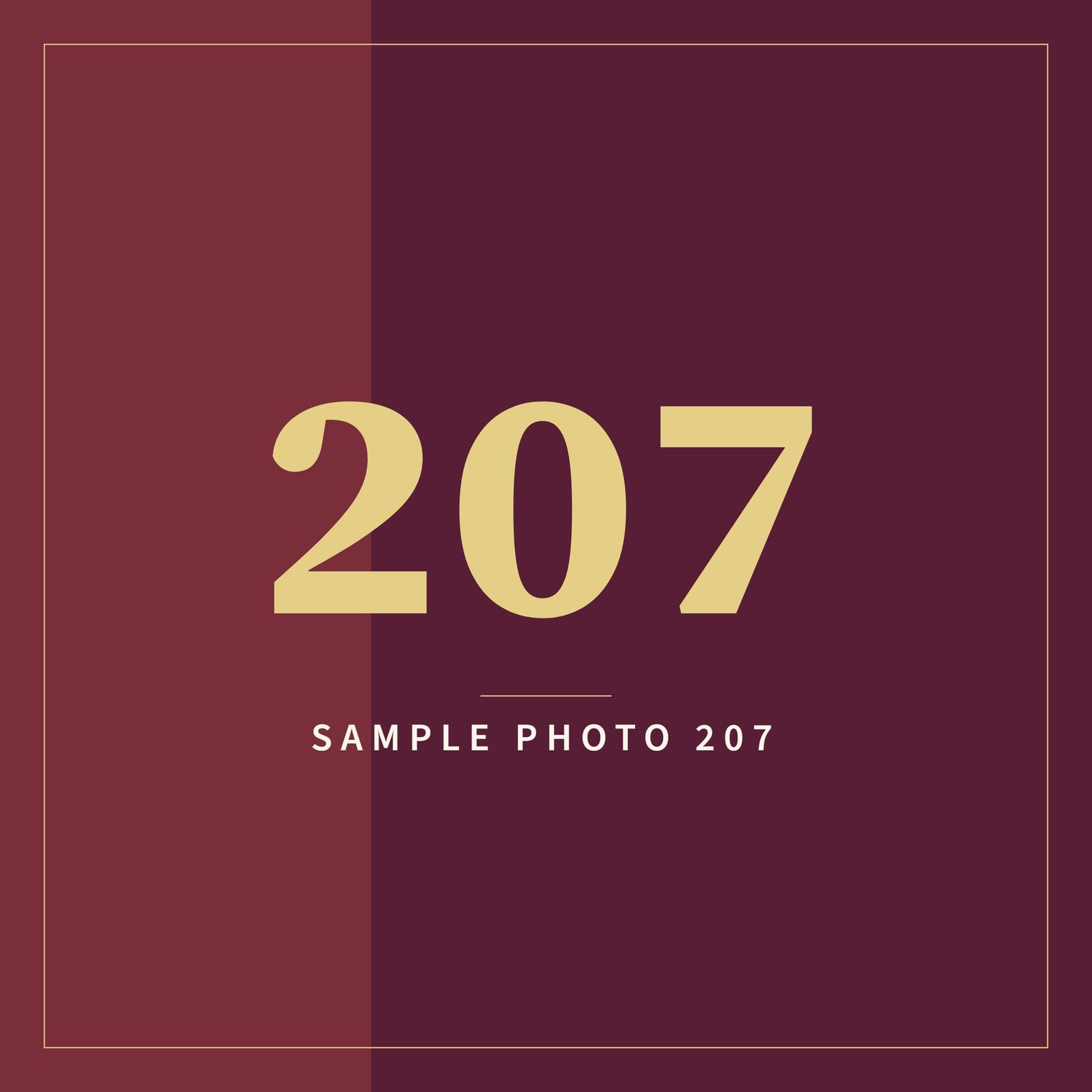 A sample image in the AFCO 5:20 colors that reads Sample Photo 207.