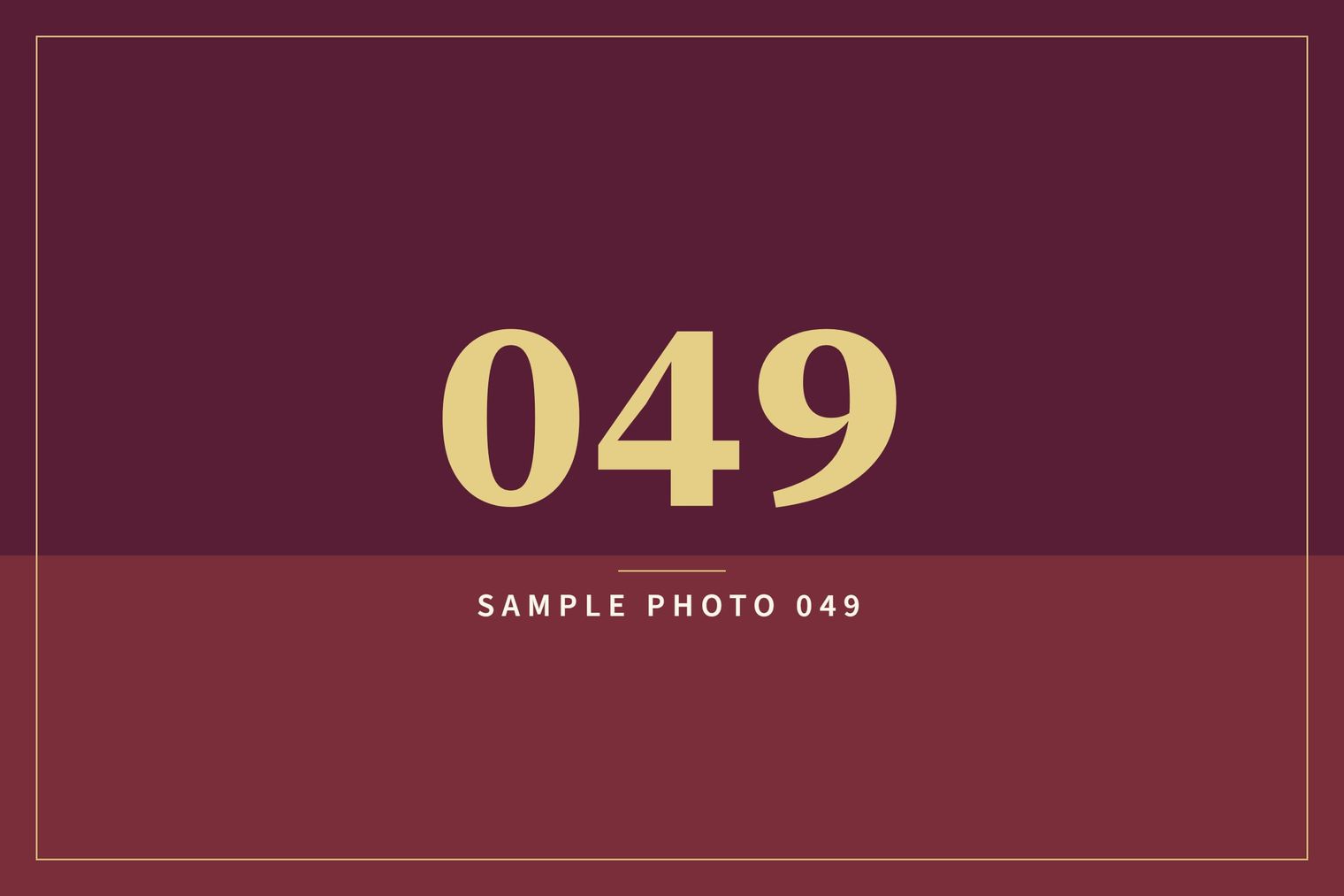 A sample image in the AFCO 5:20 colors that reads Sample Photo 049.