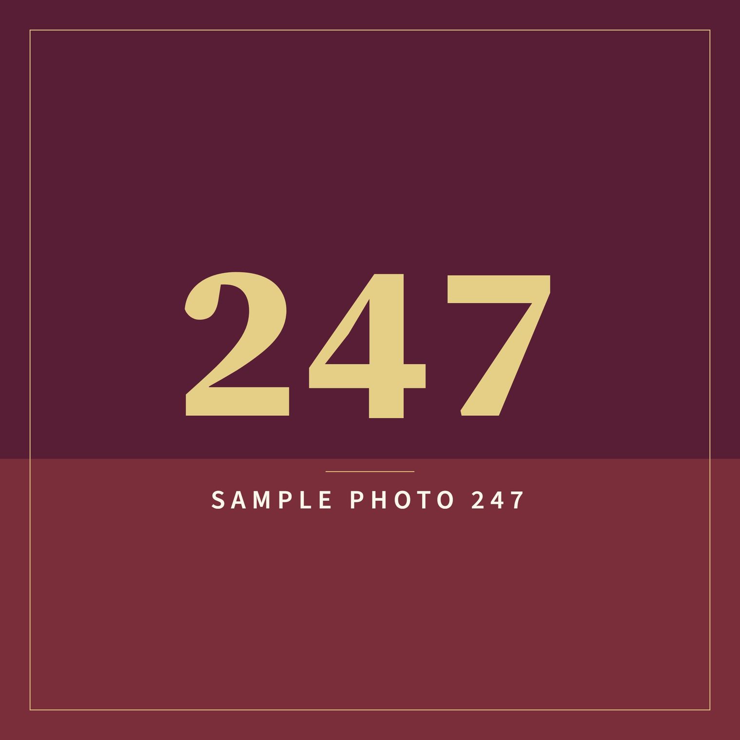 A sample image in the AFCO 5:20 colors that reads Sample Photo 247.
