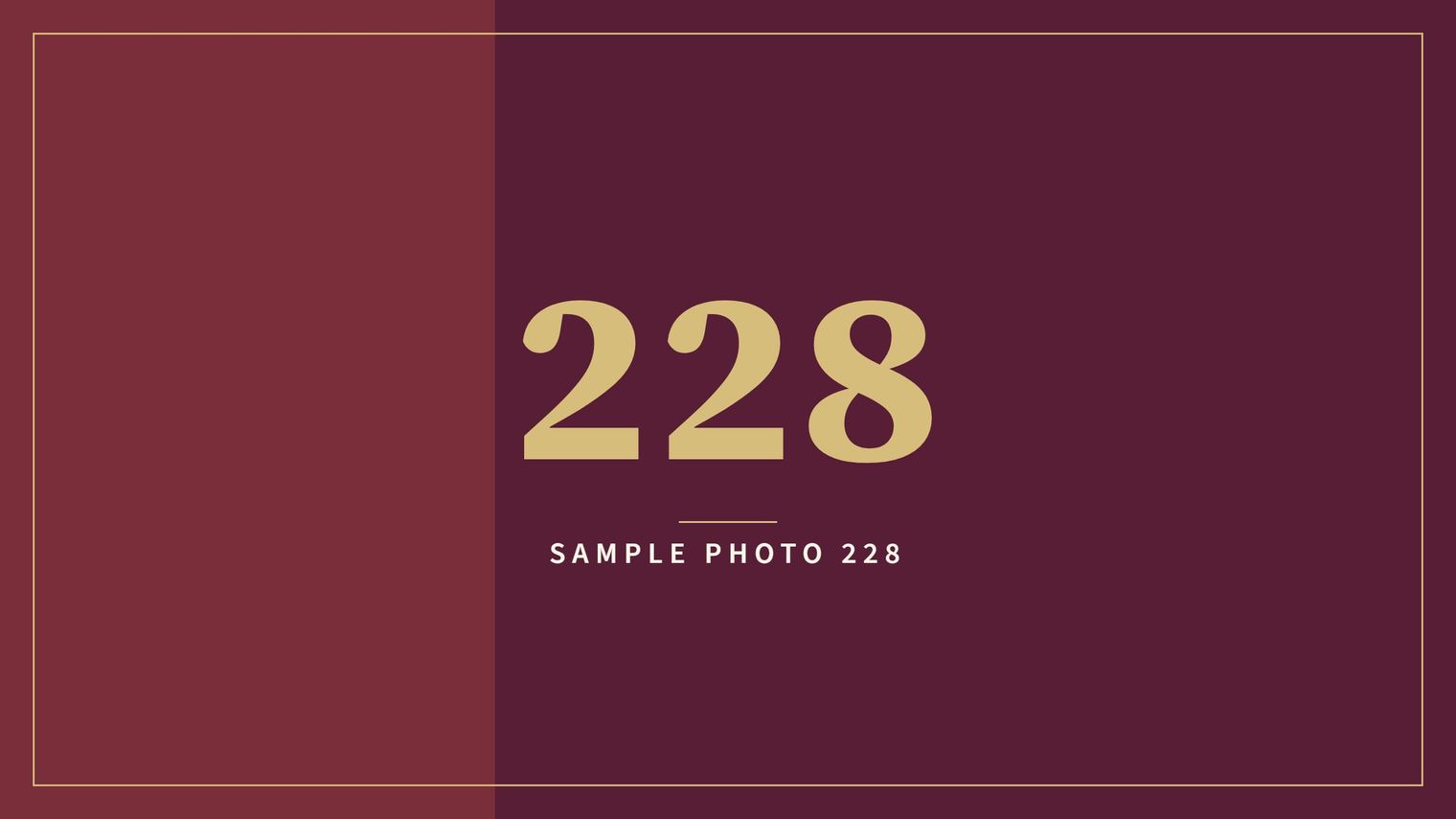 A sample image in the AFCO 5:20 colors that reads Sample Photo 228.