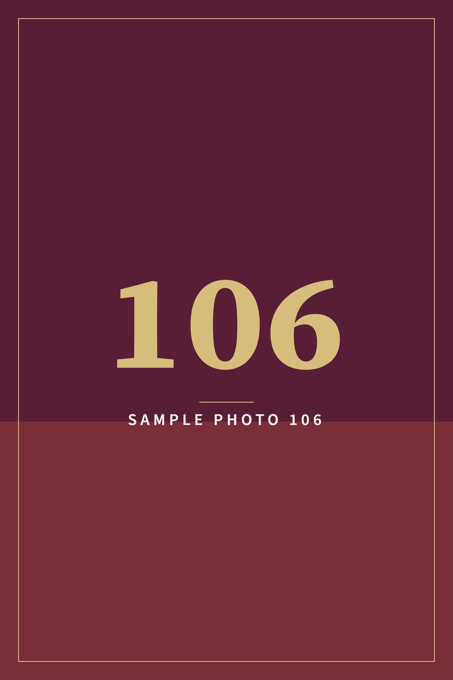 A sample image in the AFCO 5:20 colors that reads Sample Photo 106.