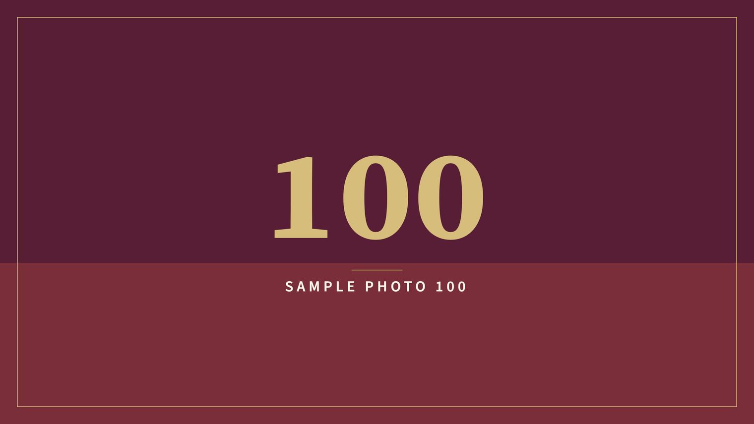 A sample image in the AFCO 5:20 colors that reads Sample Photo 100.
