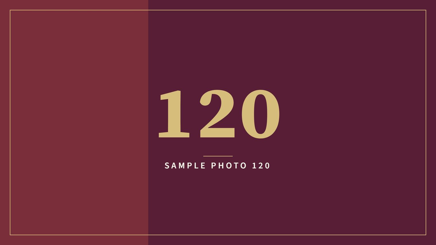 A sample image in the AFCO 5:20 colors that reads Sample Photo 120.